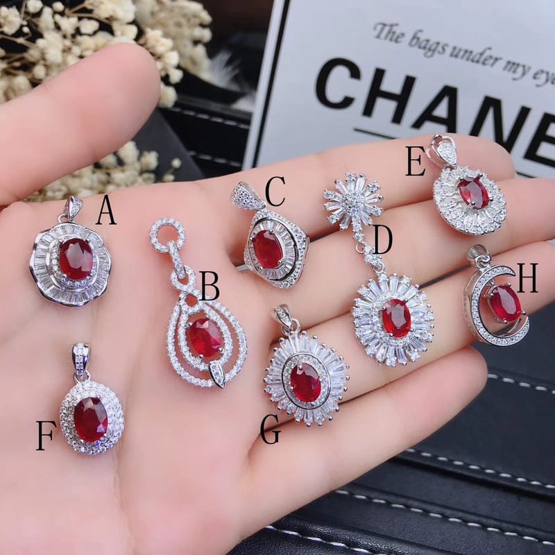 Natural ruby necklace 925 silver style color pigeon red blood