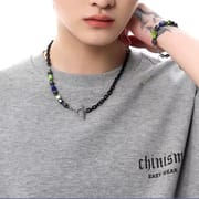 Cross zircon non-fading titanium steel necklace men's all-match high-end sense Cuban chain personality niche neck chain necklace