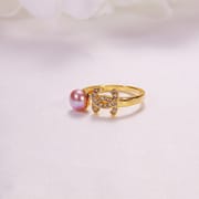 Pearl Jewelry Opening Adjustable Ring Real Gold Electroplated Micro-inlaid Zircon Freshwater Pearl Ring