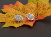 Earring round drill blue moonlight earring natural blue Moonstone