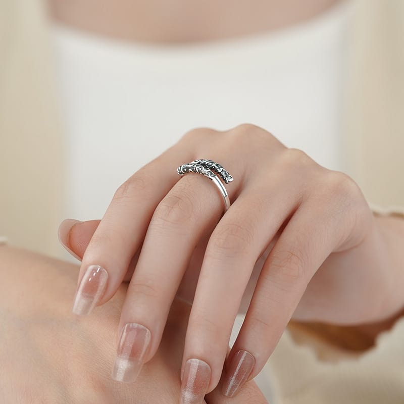 Po S999 Foot Silver Gold Hoop Ring Female Niche Simple Retro Design Wukong Gold Hoop Ring