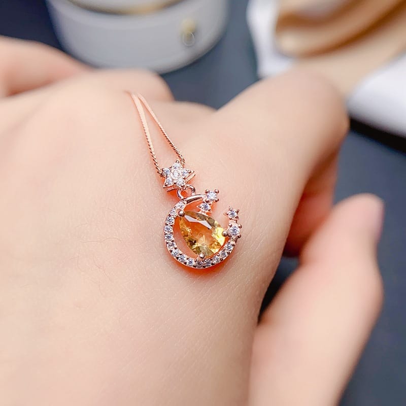 New natural citrine pendant 5*7mm fashion pendant 925 silver ladies pendant 