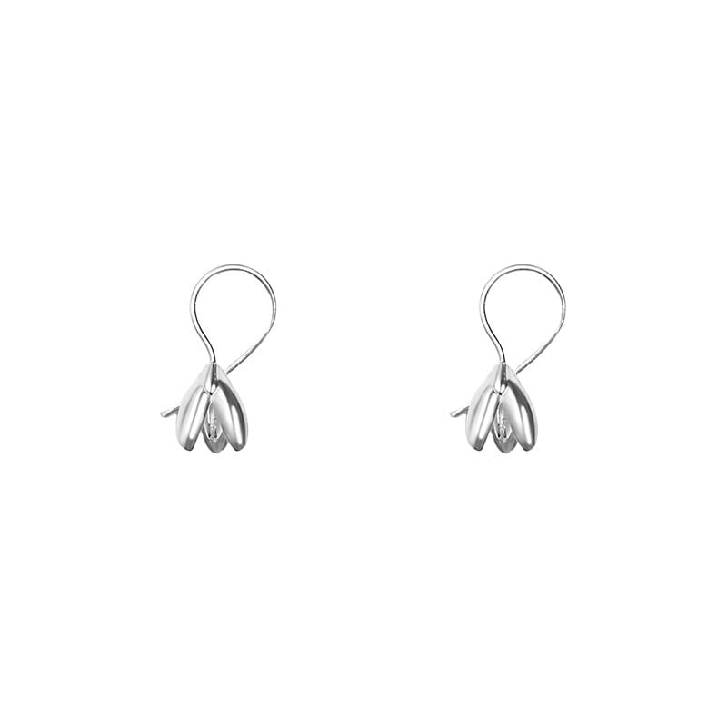 Po S999 Silver Magnolia Ear Hook Autumn and Winter New Style Elegant All-match Fresh Niche Ear Pole Earrings for Hair