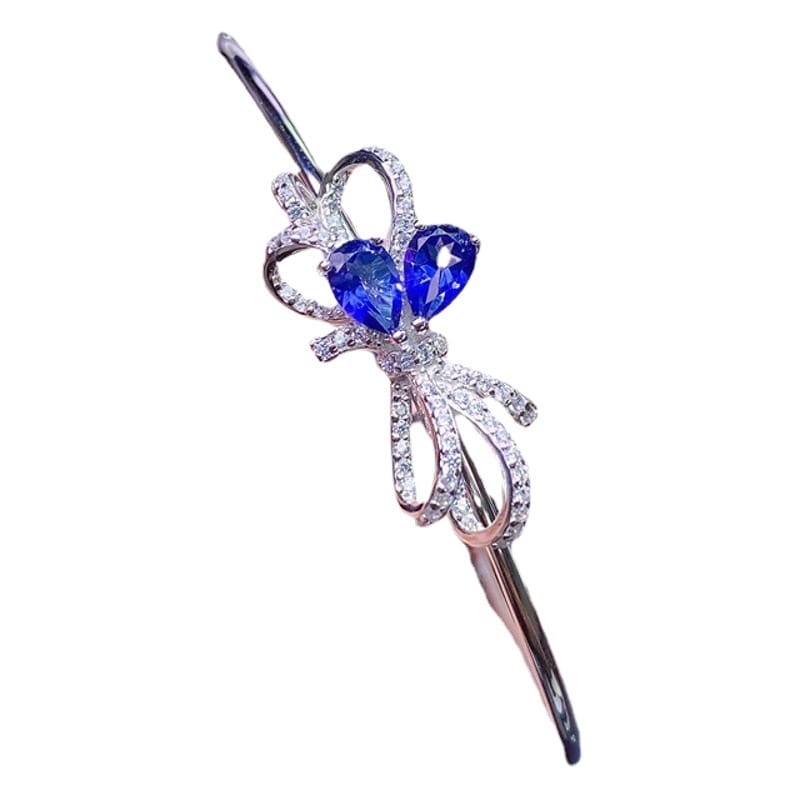 New natural sapphire bangle 925 sterling silver women's beautiful
