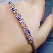 Natural color sapphire bracelet 925 silver jewelry