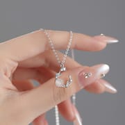 Po S999 Silver Sweet Flower Branch Necklace Girly Light Luxury High-end Pastoral Style Clavicle Chain for Hair