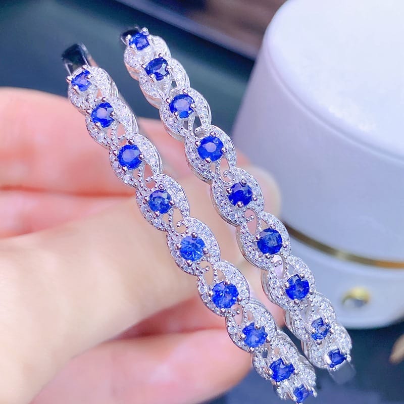 Natural sapphire bracelet 925 sterling silver women's beautiful detection live e-commerce pick-up