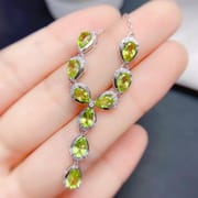 Fresh fashion natural olivine evening necklace 925 silver inlaid olivine women's clavicle necklace wholesale