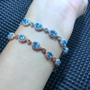Real photo no color difference 925 sterling silver inlaid natural Topaz bracelet wholesale support customization