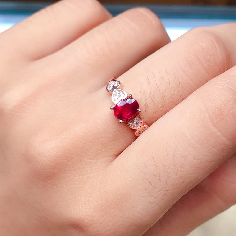 Natural Ruby ladies ring wholesale burn can do certificate 925 sterling silver live pigeon blood red