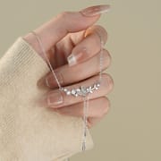 Po S999 Foot Silver Exquisite Butterfly Branches and Leaves Tassel Necklace Temperament All-match Niche Design Sweet Clavicle Chain