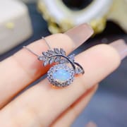 New arrival natural opal pendant 6 * 8mm fire color good lady pendant necklace 925 silver wholesale live TikTok