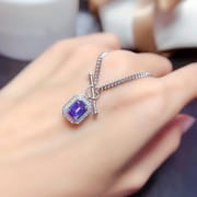 Small fresh simple fashion Natural Sapphire 5*7mm necklace 925 silver girlfriend gift clavicle chain wholesale