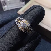 0.5 karat Mosang Diamond Women's Ring GRA Certificate Black Card Waist Code 925 Silver Inlay Plating Double Color