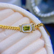 New natural olivine bracelet 925 silver inlaid gift wholesale light luxury simple design