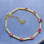 Light luxury new small fresh natural ruby bracelet 925 silver bracelet live supply inspection Ruby