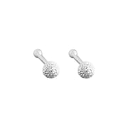 Po S999 Silver Simple Gossy Frosted Round Bead Earrings Women's Small and Exquisite Ear Pole Anti-dropping Earrings for Hair