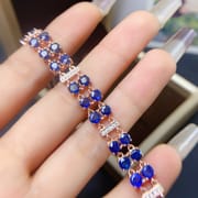 S925 silver inlaid simple fashion natural sapphire bracelet 4 * 4mm advanced sense design live broadcast supply
