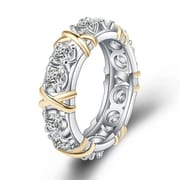 Cross-Border live broadcast net red new European and American two-color ring gold zircon inlay fashion temperament ring female manufacturers