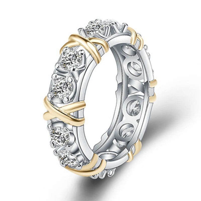 Multi-color ring with gold zircon fashion temperament ring women's ring