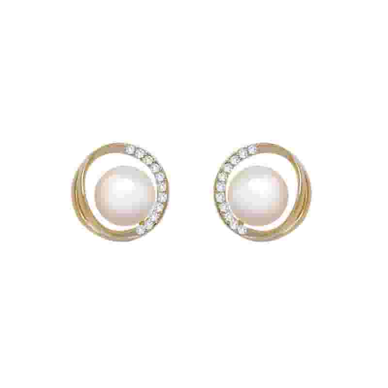 Natural Freshwater Pearl Earrings S925 Silver Needle Hollow Round Micro-inlaid Zircon Earrings Light Luxury Niche Earrings