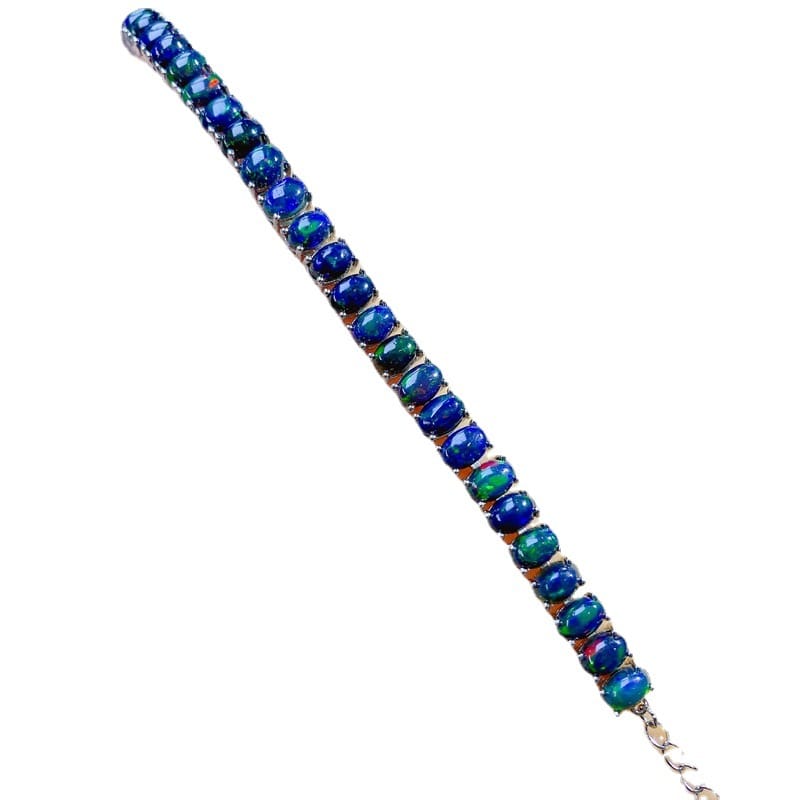 Black European women's bracelet inlaid 925 silver natural opal bracelet women's chain live supply wholesale