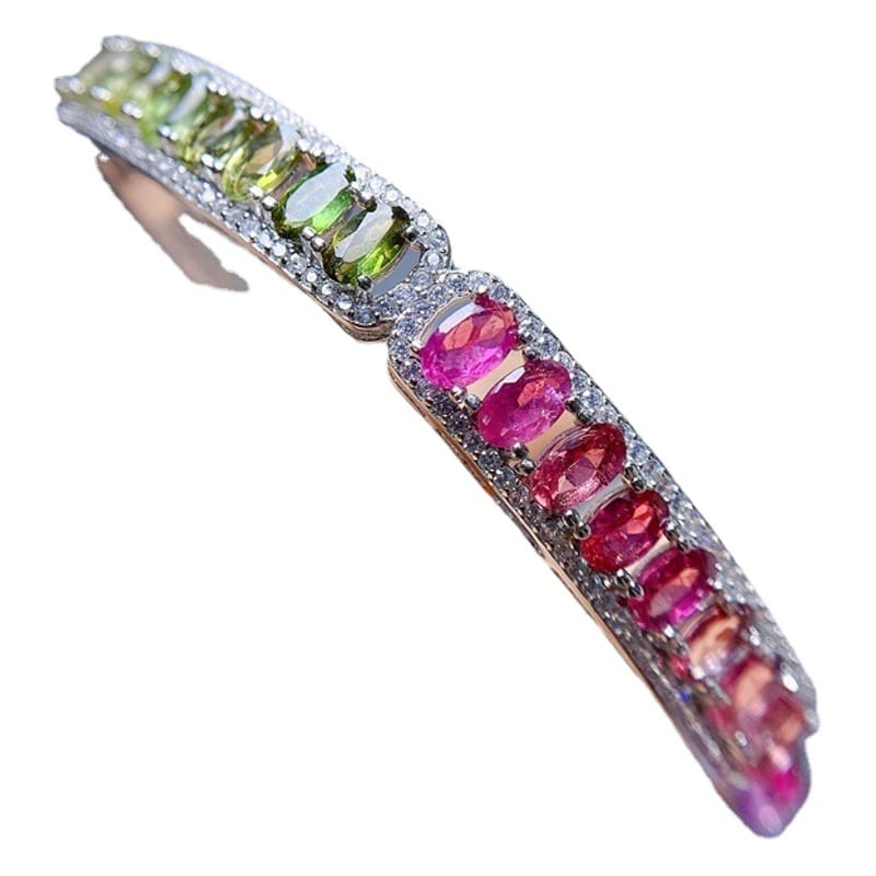 New 925 silver natural tourmaline bangle gift
