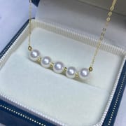 Natural Freshwater Pearl Round Basic Flawless Necklace Women's Collarbone Necklace Advanced Simple S925 Silver Universal Adjustment