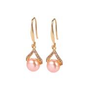 Natural Freshwater Pearl Earrings Diamond Full Diamond Earrings Ear Hook Elegant Simple Internet Celebrity Small Fashion Thin Face Earrings
