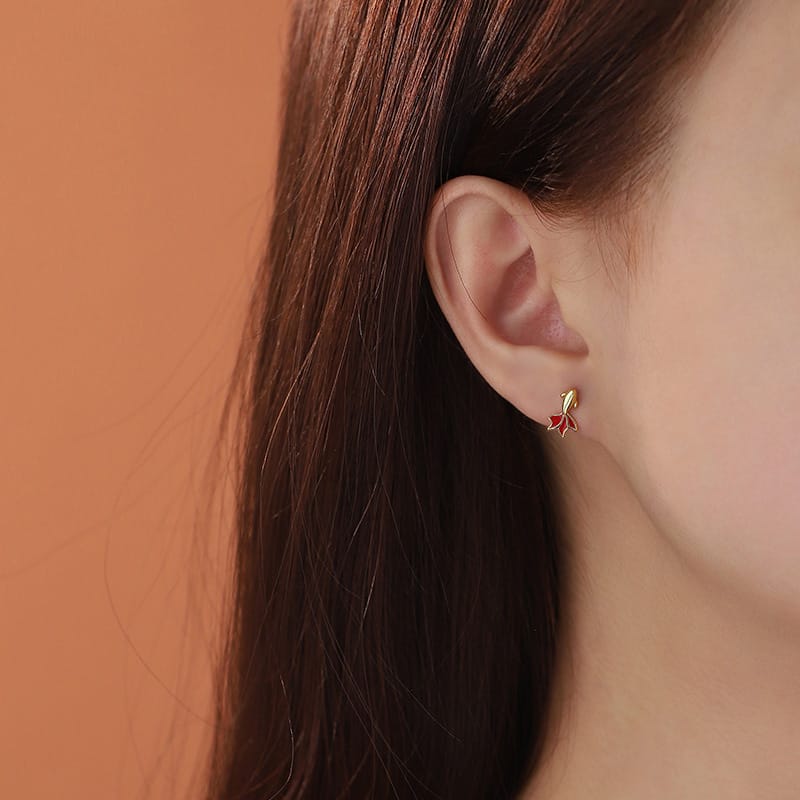 Original Po S999 Foot Silver Shore Koi Screw Earrings Hongyun Rich Temperament Unique Niche Earrings