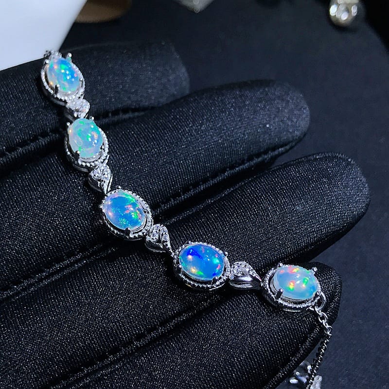 Natural opal bracelet wholesale 925 silver inlaid fashion Diamond style live broadcast exclusive for 5 * 7mm