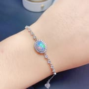 Natural Opal Bracelet Light Luxury Women's 925 Silver Inlaid Gem Fire Color Beautiful Color Treasure Wholesale