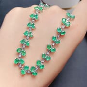 Emerald women's bracelet 925 silver inlaid natural emerald bracelet women's bracelet live supply wholesale