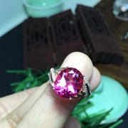 5 karat natural powder Topa ring wholesale 925 silver wholesale comparable red tourmaline support identification