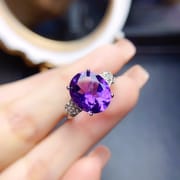 Factory wholesale explosions natural amethyst ring S925 silver inlaid main stone 10*12 selling Europe and the United States a generation