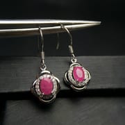 Natural ruby earrings 925 sterling silver inlaid four-leaf clover earrings wholesale