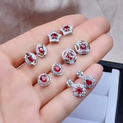 Welfare natural Ruby stud earrings 925 silver with burnt Ruby for certificate