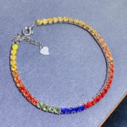Fresh colorful sapphire bracelet 925 silver natural colorful sapphire bracelet 3*3 Women's bracelet one-piece delivery