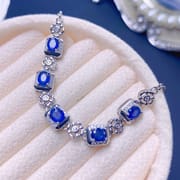 Simple Luxury natural sapphire bracelet 925 silver inlaid bracelet crystal clean color rich tested
