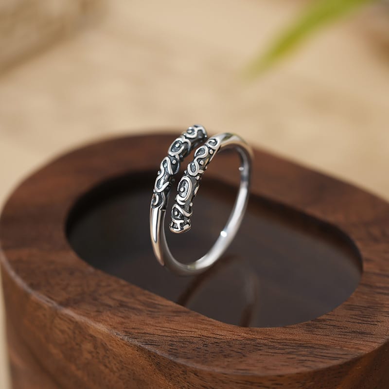 Po S999 Foot Silver Gold Hoop Ring Female Niche Simple Retro Design Wukong Gold Hoop Ring