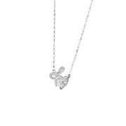 Po S999 Silver Light Luxury Bow Love Necklace Female Sweet Princess Niche High-end Design Clavicle Chain