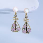 Natural Freshwater Pearl Earrings New Chinese Style National Style Beautiful Drop Oil Peach Blossom Pipa Earrings Advanced Earrings New Style
