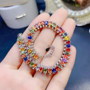 Fashion Jewelry New Simple Light Luxury DIY Inspection Natural Color Sapphire Bracelet 925 Silver Live Supply