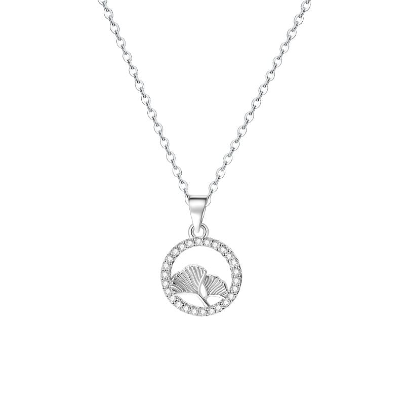 Aobao S999 full ginkgo leaf necklace women's exquisite diamond-embedded temperament design sense light luxury daily high-grade clavicle chain