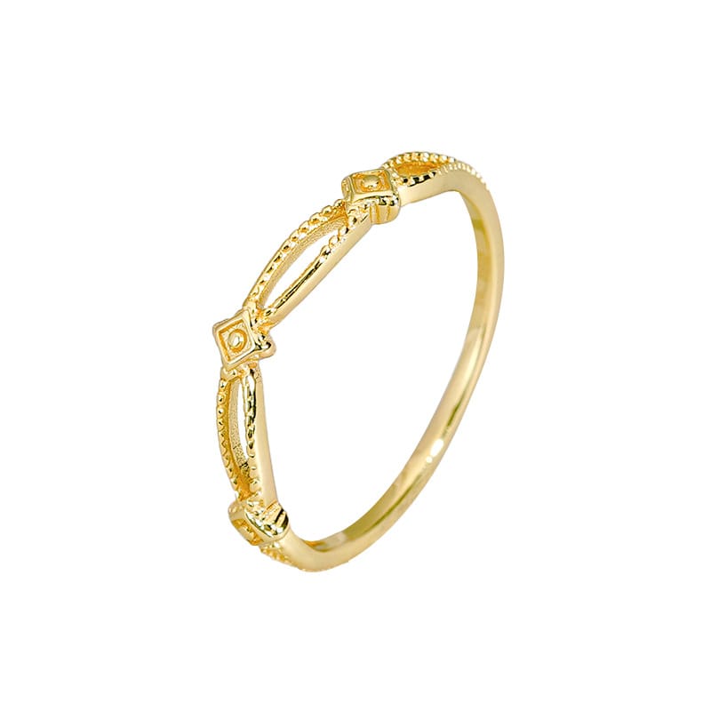 Real Japanese Geometric Hollow Ring S925 European and American Light Luxury Micro-inlaid Zirconium Silver Tail Ring Bracelet