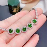 Natural Ice Diopside Bracelet Net Body Bright 925 Silver Ladies Bracelet Edge Cutting Craft Bracelet