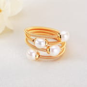 Real Freshwater Pearl Ring Accessible Luxury Multi-layer Winding Design Index Finger Ring Simple Handmade Winding Ring Hand Jewelry New Style