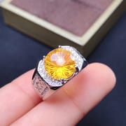 Fireworks citrine ring 925 silver inlaid live men's ring fireworks citrine a generation of hair