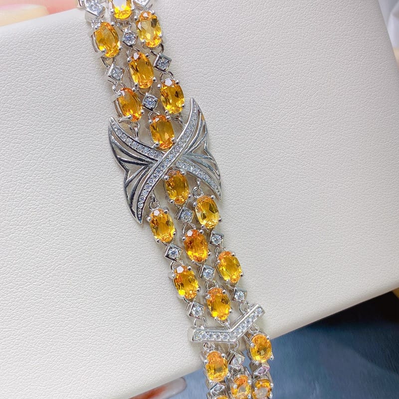 Citrine Bracelet Wholesale 925 Sterling Silver Citrine Ladies Bracelet Luxury Light Luxury High Sense