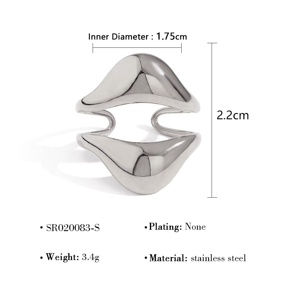 Titanium steel ring 18K gold non-fading women's light luxury high-end European and American stainless steel lava open ring hand jewelry